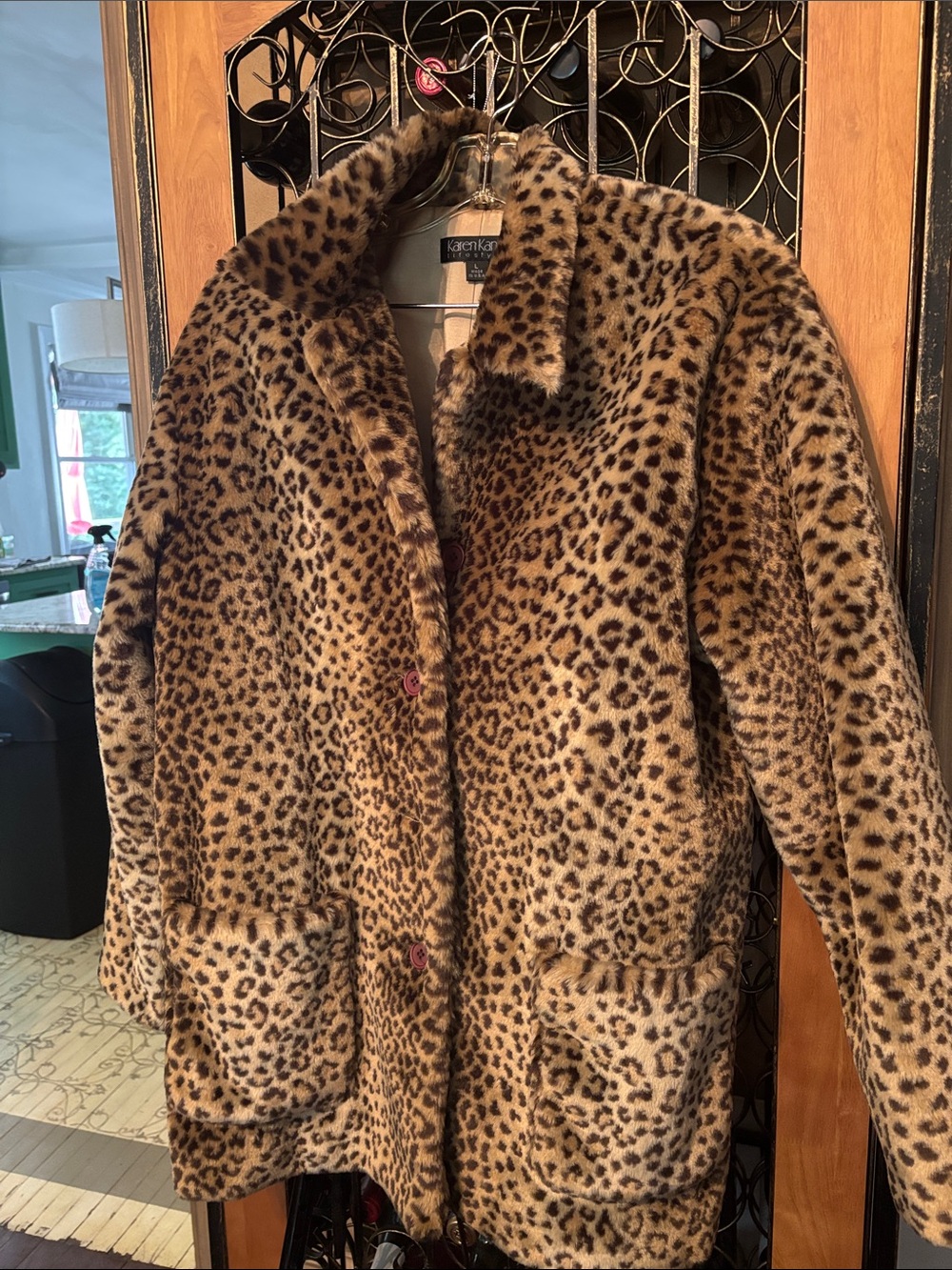 Karen Kane Leopard-Print Faux Fur Jacket - Brown & Black